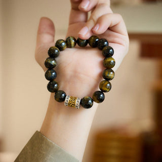 Buddha Gift Tiger Eye Six True Words Courage Bracelet