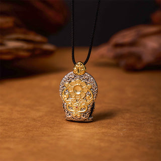 Buddha Gift Tibetan Avalokitesvara Dzi Bead Pattern Copper Purity Healing Necklace Pendant