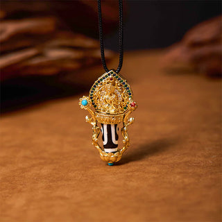 Buddha Gift Tibetan Dzi Bead Manjusri Bodhisattva Pattern Compassion String Necklace Pendant