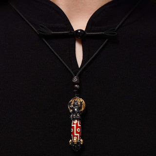 Buddha Gift Tibet Om Mani Padme Hum Dzi Bead Skull Wisdom Necklace Pendant