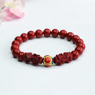 Buddha Gift Cinnabar Double PIXIU Keep Away Evil Spirits Bracelet