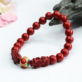 Buddha Gift Cinnabar Double PIXIU Keep Away Evil Spirits Bracelet
