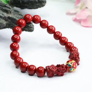 Buddha Gift Cinnabar Double PIXIU Keep Away Evil Spirits Bracelet