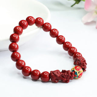 Buddha Gift Cinnabar Double PIXIU Keep Away Evil Spirits Bracelet