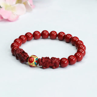 Buddha Gift Cinnabar Double PIXIU Keep Away Evil Spirits Bracelet