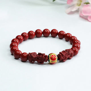 Buddha Gift Cinnabar Double PIXIU Keep Away Evil Spirits Bracelet