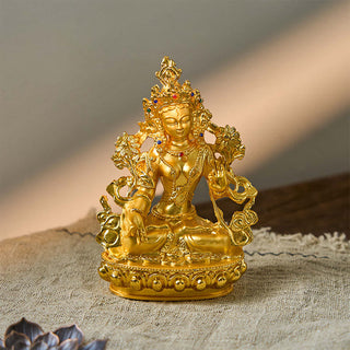Buddha Gift Bodhisattva White Tara Hope Protection Gold Plated Statue Decoration