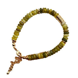 Buddha Gift Gild Cyan Jade Success Healing Bracelet