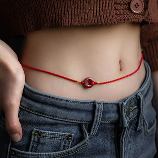 Buddha Gift Natural Cinnabar Peace Buckle Blessing Red String Belly Chain