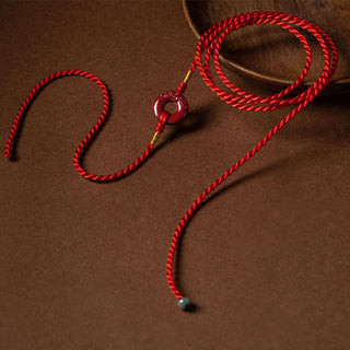 Buddha Gift Natural Cinnabar Peace Buckle Blessing Red String Belly Chain