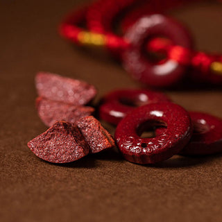 Buddha Gift Natural Cinnabar Peace Buckle Blessing Red String Belly Chain