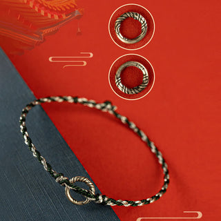 Buddha Gift 925 Sterling Silver Peace Buckle Luck String Bracelet