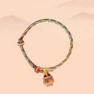 Buddha Gift Peach Wood Fu Character Safe And Well Wealth Bracelet