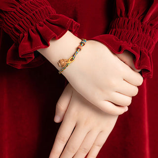 Buddha Gift Peach Wood Fu Character Safe And Well Wealth Bracelet