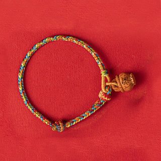 Buddha Gift Peach Wood Fu Character Safe And Well Wealth Bracelet