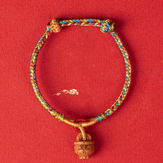 Buddha Gift Peach Wood Fu Character Safe And Well Wealth Bracelet