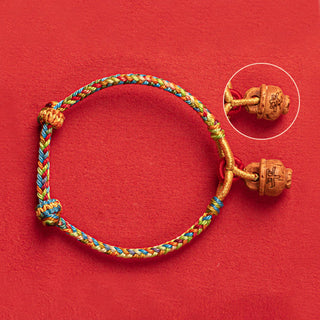 Buddha Gift Peach Wood Fu Character Safe And Well Wealth Bracelet