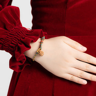 Buddha Gift Peach Wood Fu Character Safe And Well Wealth Bracelet