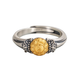 Buddha Gift 925 Sterling Silver Plated Gold Bodhisattva Tara Protection Adjustable Ring