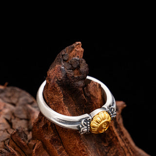 Buddha Gift 925 Sterling Silver Plated Gold Bodhisattva Tara Protection Adjustable Ring