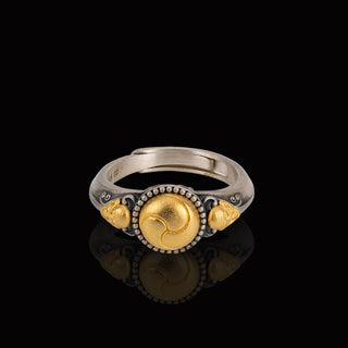 Buddha Gift 925 Sterling Silver Plated Gold Skeleton Balance Adjustable Ring