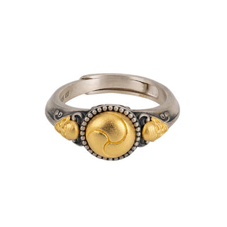 Buddha Gift 925 Sterling Silver Plated Gold Skeleton Balance Adjustable Ring