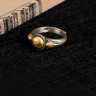 Buddha Gift 925 Sterling Silver Plated Gold Skeleton Balance Adjustable Ring