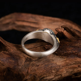 Buddha Gift 925 Sterling Silver Plated Gold Skeleton Balance Adjustable Ring