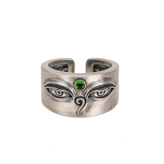 Buddha Gift 925 Sterling Silver Bodhisattva Tara Calm Adjustable Ring