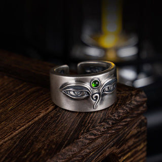 Buddha Gift 925 Sterling Silver Bodhisattva Tara Calm Adjustable Ring