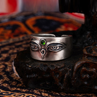 Buddha Gift 925 Sterling Silver Bodhisattva Tara Calm Adjustable Ring