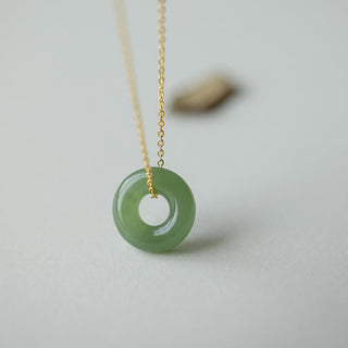 Buddha Gift 925 Sterling Silver Plated Gold Hetian Jade Peace Buckle Necklace Pendant