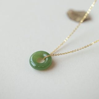 Buddha Gift 925 Sterling Silver Plated Gold Hetian Jade Peace Buckle Necklace Pendant