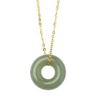 Buddha Gift 925 Sterling Silver Plated Gold Hetian Jade Peace Buckle Necklace Pendant