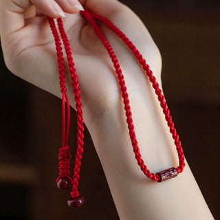 Buddha Gift Natural Cinnabar Calm Blessing Red String Belly Chain