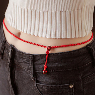 Buddha Gift Natural Cinnabar Calm Blessing Red String Belly Chain