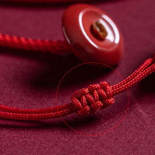Buddha Gift Natural Cinnabar Chinese Zodiac Ruyi Handle Fu Character Lotus Blessing Red String Belly Chain