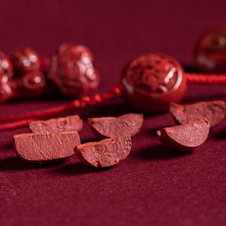 Buddha Gift Natural Cinnabar Chinese Zodiac Ruyi Handle Fu Character Lotus Blessing Red String Belly Chain