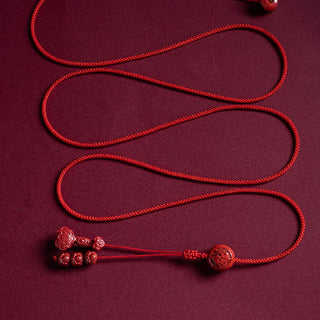 Buddha Gift Natural Cinnabar Chinese Zodiac Ruyi Handle Fu Character Lotus Blessing Red String Belly Chain
