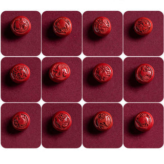 Buddha Gift Natural Cinnabar Chinese Zodiac Ruyi Handle Fu Character Lotus Blessing Red String Belly Chain