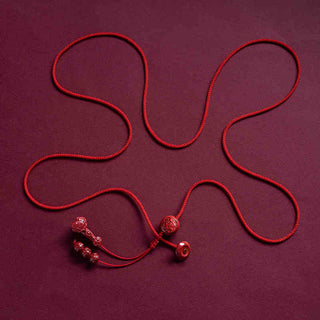 Buddha Gift Natural Cinnabar Chinese Zodiac Ruyi Handle Fu Character Lotus Blessing Red String Belly Chain