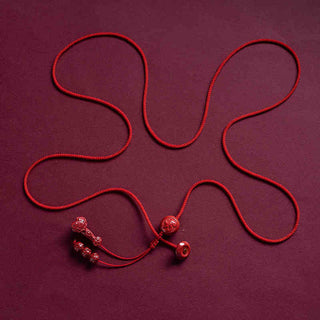 Buddha Gift Natural Cinnabar Chinese Zodiac Ruyi Handle Fu Character Lotus Blessing Red String Belly Chain
