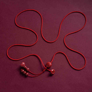 Buddha Gift Natural Cinnabar Chinese Zodiac Ruyi Handle Fu Character Lotus Blessing Red String Belly Chain