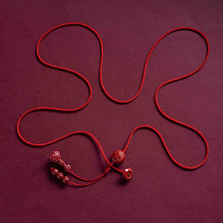 Buddha Gift Natural Cinnabar Chinese Zodiac Ruyi Handle Fu Character Lotus Blessing Red String Belly Chain