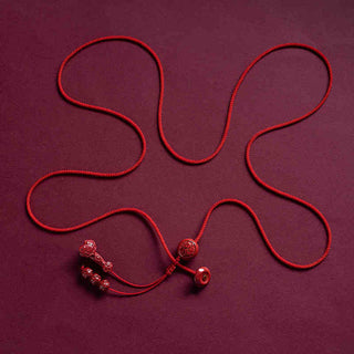 Buddha Gift Natural Cinnabar Chinese Zodiac Ruyi Handle Fu Character Lotus Blessing Red String Belly Chain