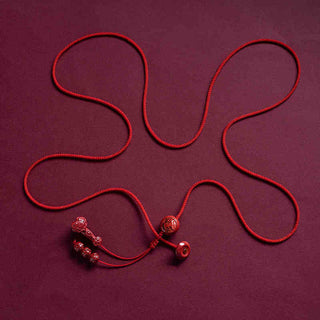 Buddha Gift Natural Cinnabar Chinese Zodiac Ruyi Handle Fu Character Lotus Blessing Red String Belly Chain