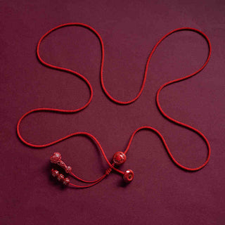 Buddha Gift Natural Cinnabar Chinese Zodiac Ruyi Handle Fu Character Lotus Blessing Red String Belly Chain