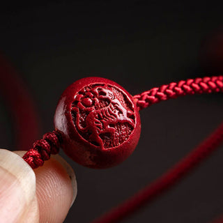 Buddha Gift Natural Cinnabar Chinese Zodiac Gourd Calm Blessing Red String Belly Chain