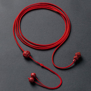 Buddha Gift Natural Cinnabar Chinese Zodiac Gourd Calm Blessing Red String Belly Chain