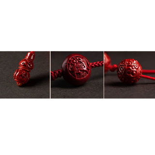 Buddha Gift Natural Cinnabar Chinese Zodiac Gourd Calm Blessing Red String Belly Chain